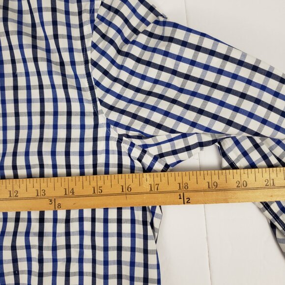 Lands End 2P Plaid 3/4 Roll Up Sleeve Women Top Shirt Petite Button Up Petite - Picture 8 of 11